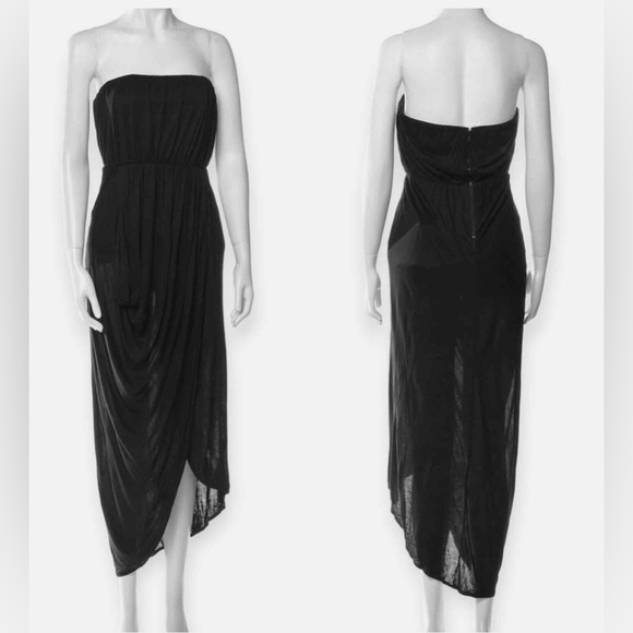 Alice + Olivia Air Black Strapless Tulip Hem Midi Dress NWT Little Black Dress - Picture 4 of 9